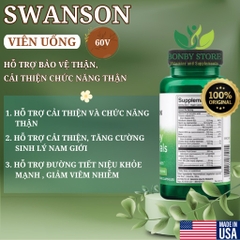 VIÊN UỐNG BỔ THẬN SWANSON KIDNEY ESSENTIAL 60 VIÊN CỦA MỸ
