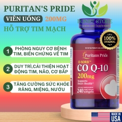 viên uống hỗ trợ tim mạch CO Q-10 200mg Puritan's Pride  240 viên