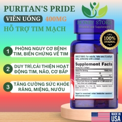viên uống hỗ trợ tim mạch CO Q-10 400mg Puritan's Pride 60 viên