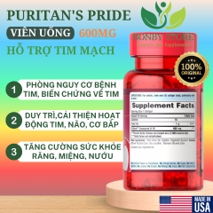 viên uống hỗ trợ tim mạch CO Q-10 600mg Puritan's Pride 60 viên