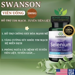 Viên Uống Swanson Albion Selenium Complex 200mcg - 90 viên chính hãng Mỹ