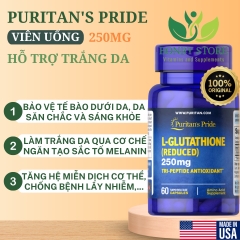 VIÊN UỐNG HỖ TRỢ TRẮNG DA L-GLUTATHIONE 250MG PURITAN’S PRIDE- 60 VIÊN