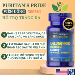 VIÊN UỐNG HỖ TRỢ TRẮNG DA L-GLUTATHIONE 500MG PURITAN’S PRIDE- 30 VIÊN