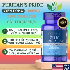 viên uống kẽm hỗ trợ trị mụn 1000MG của Mỹ loại 100 viên