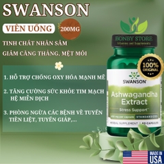 Swanson Ashwagandha Extract 450mg 100 viên chính hãng Mỹ