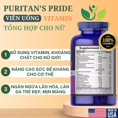 VIÊN UỐNG VITAMIN TỔNG HỢP DÀNH CHO PHÁI NỮ PURITAN’S PRIDE ONE DAILY WOMEN’S MULTIVITAMIN- 100 viên