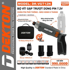 Bộ Vít Gập Trượt Dekton DK-VGT12XN Dùng Pin 7.2V | Tích Hợp Pin 2000mAh