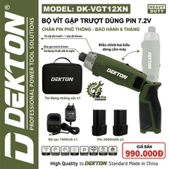 Bộ Vít Gập Trượt Dekton DK-VGT12XN Dùng Pin 7.2V | Tích Hợp Pin 2000mAh