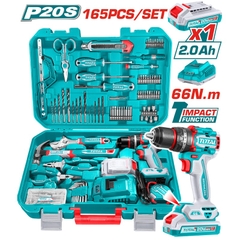 Bộ Máy Khoan Búa Pin 20V Không Chổi Than TOTAL THKTHP11652 – 165 Món Đa Năng