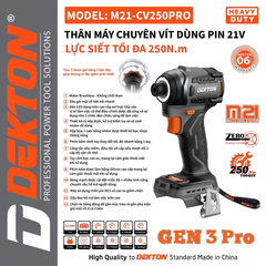 Máy Chuyên Vít Dekton M21-CV250PRO 21V, Lực Siết 250Nm, Motor Brushless, Đầu Gài 1/4 Inch, Gen 3 Pro