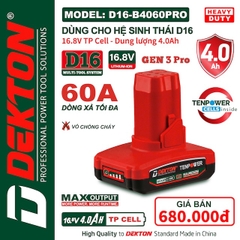 Pin và Sạc 16.8V Dùng Cho Hệ D16 Dekton
