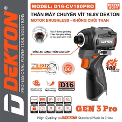 Máy Siết Vít 16V lực 180Nm Dekton D16-CV180PRO Thế Hệ Mới Nhất GEN 3 PRO