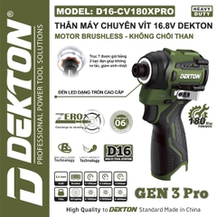 Máy Siết Vít 16V lực 180Nm Dekton D16-CV180PRO Thế Hệ Mới Nhất GEN 3 PRO