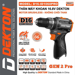 Thân máy khoan cầm tay hoạt động bằng pin hiệu DEKTON, Model: D16-ID1060PRO