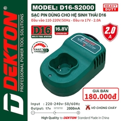 Pin và Sạc 16.8V Dùng Cho Hệ D16 Dekton