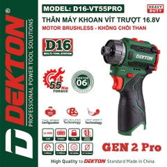 Máy siết vít cấp trượt 55Nm dùng pin 16.8V Dekton D16-VT55Pro