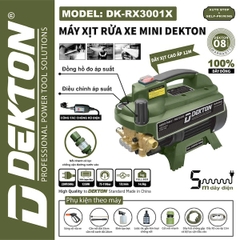 Máy Rửa Xe Chỉnh Áp Dekton DK-RX3001X (3000W) - Motor Cảm Ứng Từ, Chống Rò Điện, Dây Cao Áp 12m
