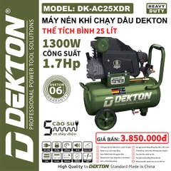 Máy Nén Khí Chạy Dầu DEKTON DK-AC25XDR, Dung Tích 25 Lít, Công Suất 1300W (1.7HP)