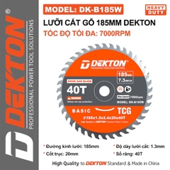 Lưỡi Cắt Dekton 185mm Chính Hãng – Phân Loại Cắt Hợp Kim (DK-B185S) & Cắt Gỗ (DK-B185W)