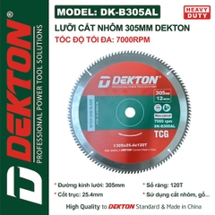 Lưỡi Cắt Nhôm DEKTON DK-B305AL (305mm x 120 Răng, Tốc độ 7000RPM)