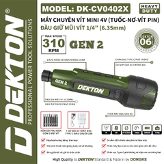 Máy Chuyên Vít Mini 4V Dekton DK-CV0402X (Gen 2) - Dò Điện Không Chạm, Sạc Type-C