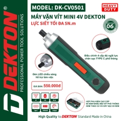 Siết Vít Dùng Pin 4V Lực 8Nm DEKTON DK-CV0501