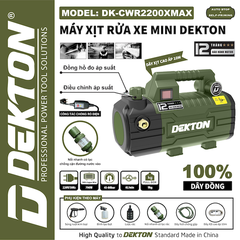 Máy Xịt Rửa Xe Mini Dekton DK-CWR2200XMAX (790W) - Có Chỉnh Áp, Motor 100% Dây Đồng