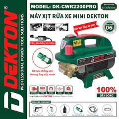 Máy Rửa Xe Mini Dekton DK-CWR2200PRO Chỉnh Áp 2200W, Motor Cảm Ứng Từ, Tự Hút Nước