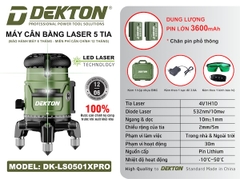 Máy Cân Bằng Laser 5 Tia Xanh Dekton DK-LS0501XPRO - Pin Lớn 3600mAh, Chân Pin Phổ Thông