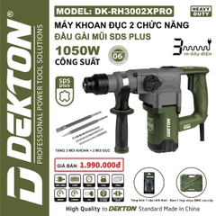 Máy khoan đục bê tông 2 chức năng 1050W Dekton DK-RH3002XPRO màu Oliu