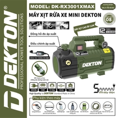 Máy Xịt Rửa Xe Mini Dekton DK-RX3001XMAX - Có Chỉnh Áp, Chống Rò Điện, Motor Cảm Ứng Từ 100% Đồng