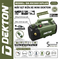 Máy Xịt Rửa Xe Mini Dekton DK-RX3001XPLUS - Có Chỉnh Áp, Motor Cảm Ứng Từ, Chuyên Rửa Xe & Vệ Sinh Máy Lạnh