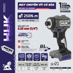 Máy Chuyên Vít Có Búa Pin 21V Hukan G3-IS250HP, Động Cơ Không Chổi Than (Brushless), Lực Siết 250Nm