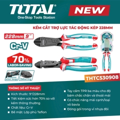 Kềm Cắt Trợ Lực Tác Động Kép 228mm Total THTC530908 – Tiết Kiệm 70% Lực (Chính Hãng)