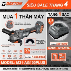 Máy mài cầm tay hoạt động bằng pin, hiệu DEKTON, Model: M21-AG100PLUS