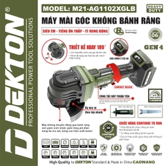 Máy Mài Góc Không Bánh Răng Dekton M21-AG1102XGLB 21V Brushless Gen 4 Điều Chỉnh 5 Tốc Độ 100mm
