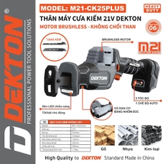 Máy Cưa Kiếm Dùng Pin DEKTON 21V M21-CK25XPLUS Không Chổi Than (3 Tốc Độ, Cắt Gỗ/Kim Loại)