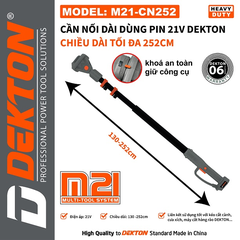 Cần Nối Dài Pin Dekton M21-CN252 21V, Chiều Dài 130–252cm, Dùng Cho Kéo Cắt Cành, Cưa Xích, Máy Cắt Hàng Rào M21