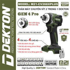 Máy Siết Vít Dekton M21-CV268PLUS 21V - Lực Siết 268N.m, 4 Tốc Độ, 4 Chế Độ