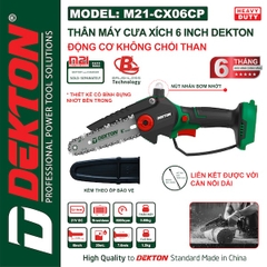Máy Cưa Xích Pin 6 Inch Dekton M21-CX06CP | Động Cơ Không Chổi Than (Brushless) - Chính Hãng