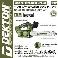 Máy Cưa Xích Pin 21V Dekton M21-CX12XPLUS (Lam 12 Inch - Động Cơ Không Chổi Than)