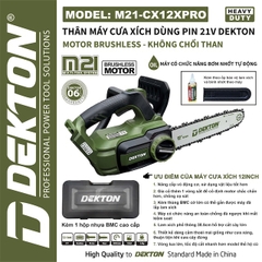 MÁY CƯA XÍCH 12 INCH DEKTON M21-CX12PRO, MOTOR KHÔNG CHỔI THAN