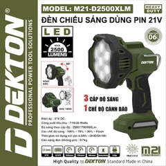 Đèn Chiếu Sáng Dùng Pin Dekton M21-D2500XLM 21V 2500 Lumens 3 Cấp Độ Sáng Đèn LED Cầm Tay Công Trình