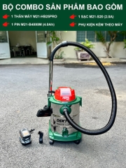 Máy Hút, Thổi Bụi Khô - Ướt Thùng 25L Dùng Pin Phổ Thông 21V Dekton M21-HB25PRO hút mạnh, độ ồn thấp