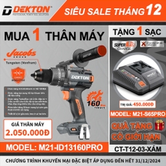 Máy khoan 160Nm Pin 21V DEKTON M21-ID13160PRO