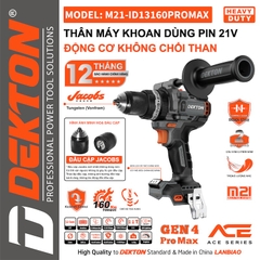 [ACE series] Máy Khoan Động Lực 160Nm Dùng Pin 21V Dekton M21-ID13160PROMAX Thế Hệ Mới Nhất