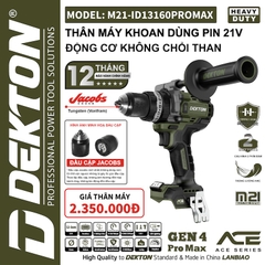 [ACE series] Máy Khoan Động Lực 160Nm Dùng Pin 21V Dekton M21-ID13160PROMAX Thế Hệ Mới Nhất