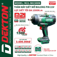 Máy Siết Bulong 1500N Dùng Pin Dekton M21-IW1500N