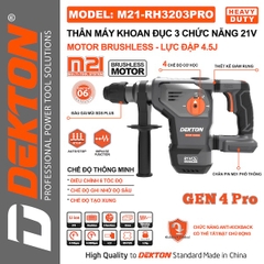 Máy Khoan Đục Bê Tông Pin 21V DEKTON M21-RH3203XPRO Motor Brushless Lực Đập 4.5J