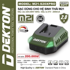 Đế Sạc Pin Dành Cho Dòng Máy 21V Chân Phổ Thông Dekton M21